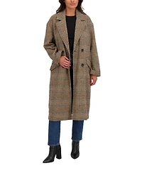 Sebby Collection Women's Long Oversized Double Breasted Faux Wool Coat