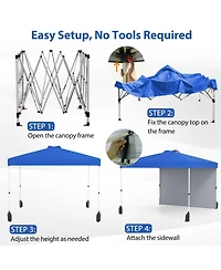 10 X 10 Ft Pop up Canopy Tent with 1 Sidewall and Wheeled Bag