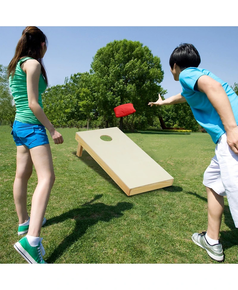 Akiudex Solid Wood Cornhole Board Set Portable Includes 8 Bean Bags