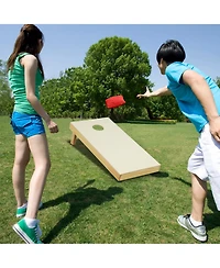 Akiudex Solid Wood Cornhole Board Set Portable Includes 8 Bean Bags