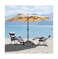 Yaheetech 2pcs 26in Zero Gravity Recliner with foam-padded Mattress for Autumn and Winter Gray with Headrest Cupholder/ Footrest Gray