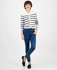 Charter Club Women's Cashmere Stripe Button-Front Cardigan, Macy's Exclusive