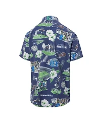 Reyn Spooner Men's College Navy Seattle Seahawks Scenic Button-Down Shirt