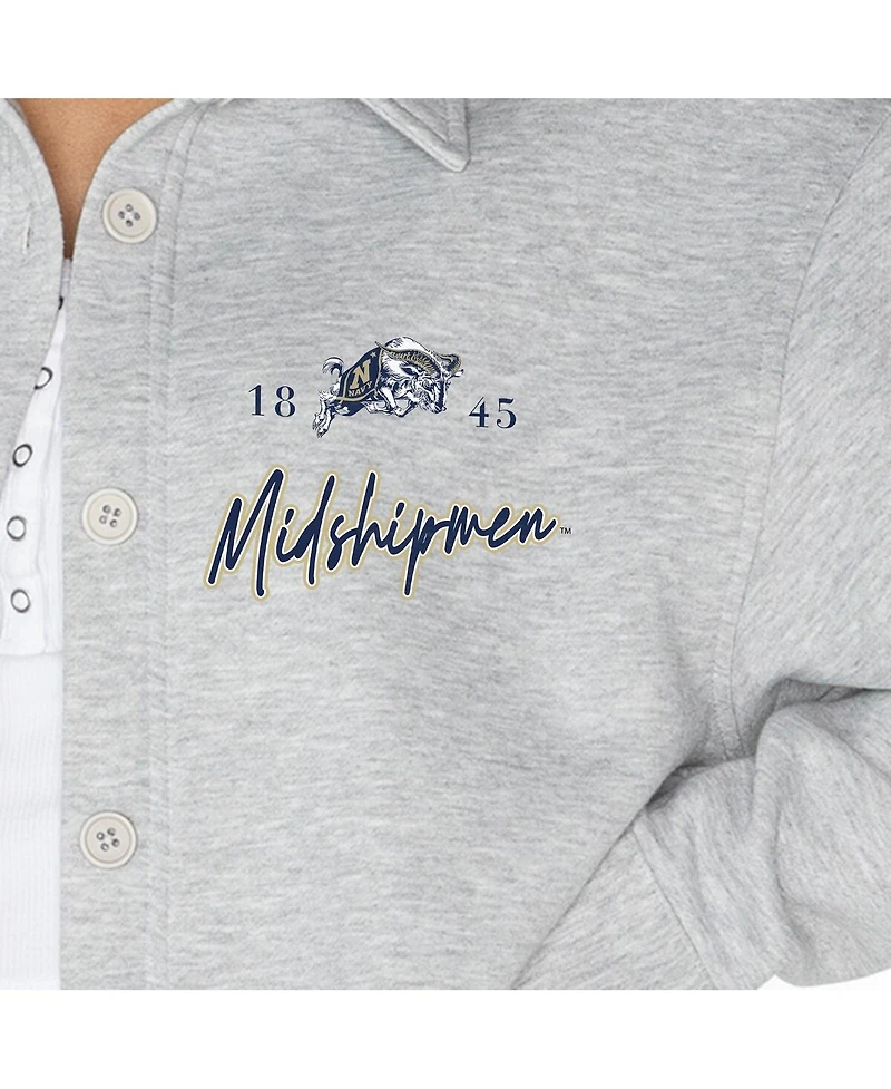 Gameday Couture Women's Ash Navy Midshipmen Foundation Full-Button Long Sleeve Overshirt
