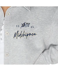Gameday Couture Women's Ash Navy Midshipmen Foundation Full-Button Long Sleeve Overshirt