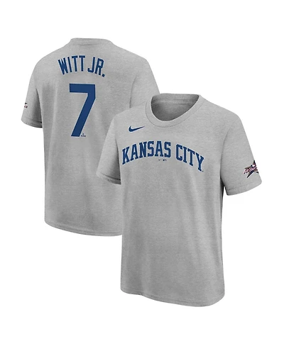 Nike Big Boys and Girls Bobby Witt Jr. Heather Gray Kansas City Royals 2025 Mlb All-Star Edition Name Number T-Shirt