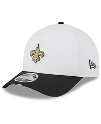 New Era Men's White/Black New Orleans Saints 2025 Nfl Training Camp A-Frame 9FORTY Adjustable Hat