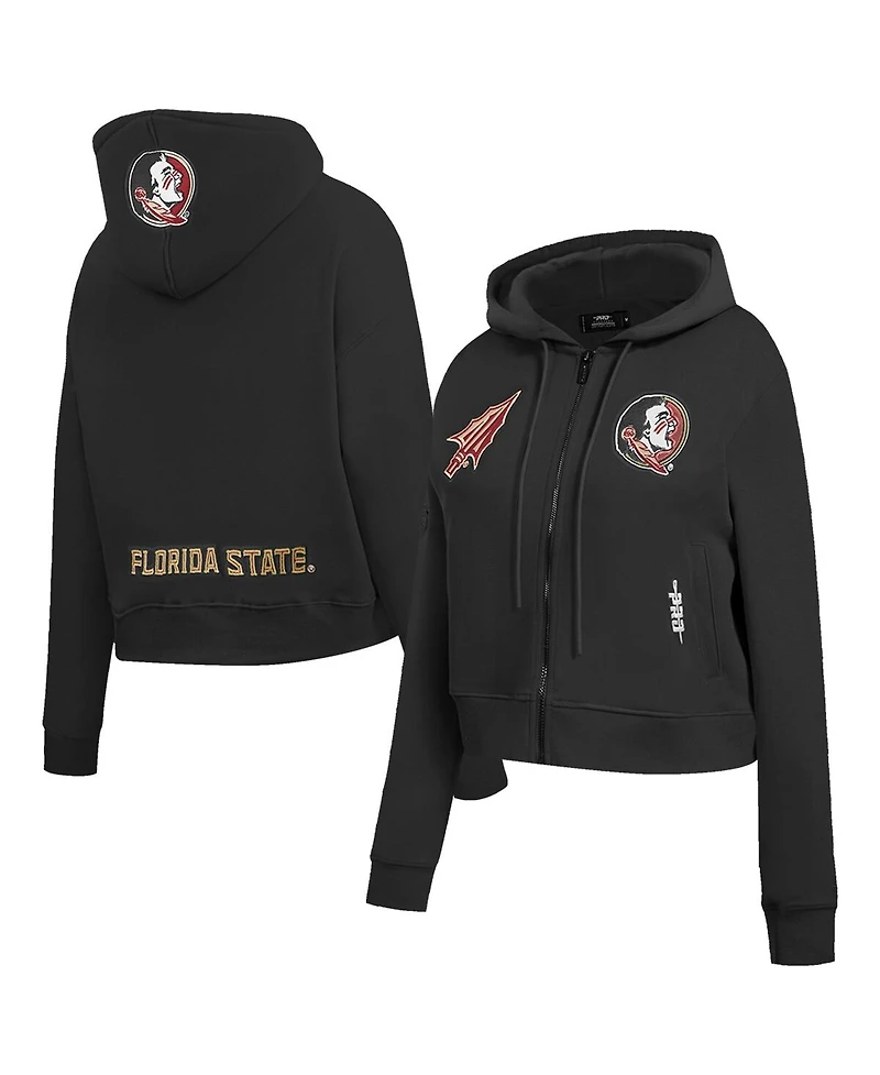 Pro Standard Women's Black Florida State Seminoles Game Day Sequin Full-Zip Hooded Jacket