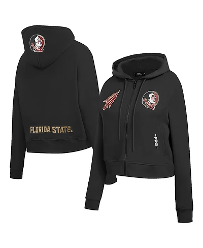 Pro Standard Women's Black Florida State Seminoles Game Day Sequin Full-Zip Hooded Jacket