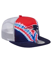 New Era Men's Red/Navy New England Patriots Throwback Dye Golfer Snapback Hat