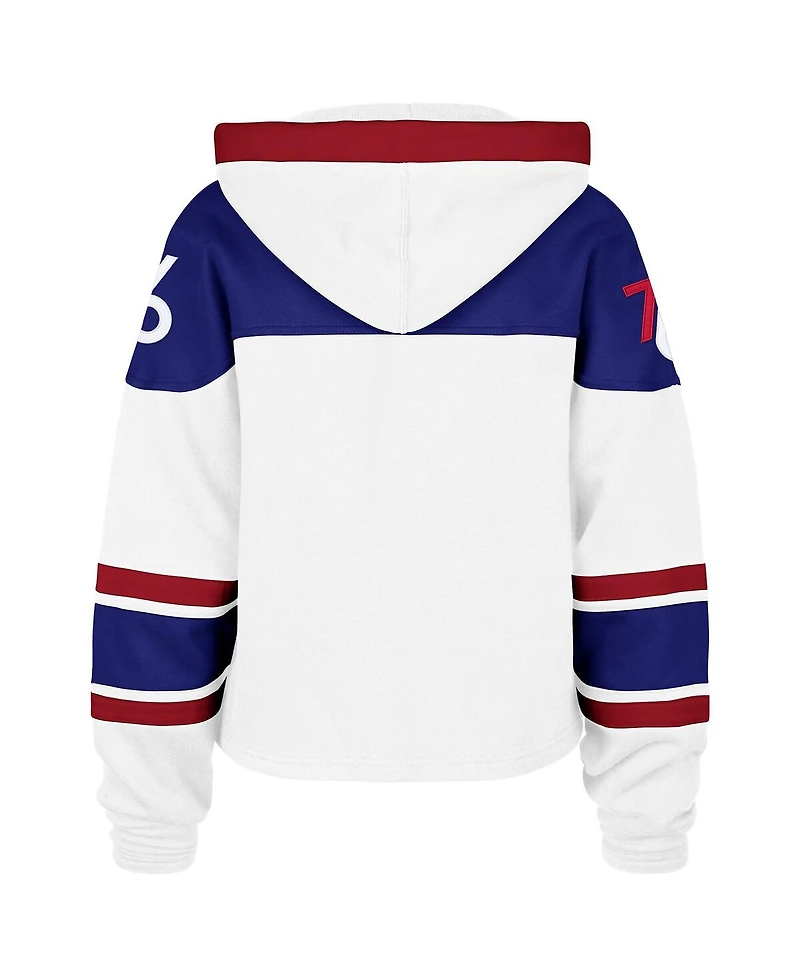'47 Brand Women's White Philadelphia 76ers 2024/25 City Edition Superior Cropped Lace-Up Pullover Hoodie