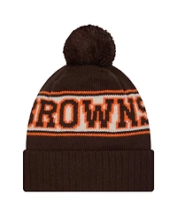New Era Big Boys and Girls Brown Cleveland Browns Retro Cuffed with Pom Knit Hat