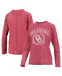 Pressbox Women's Crimson Oklahoma Sooners Chandler Olive Leaf Arch Long Sleeve T-Shirt