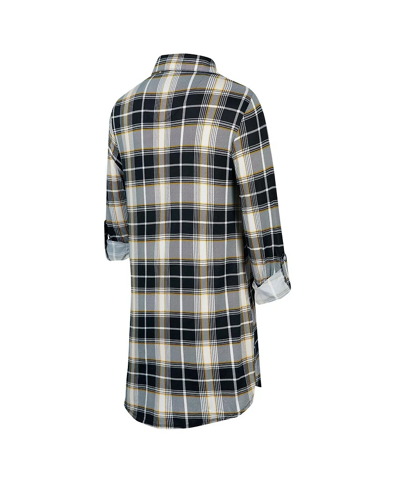 Concepts Sport Women's Black Pittsburgh Steelers Ashford Plaid Knit Nightshirt