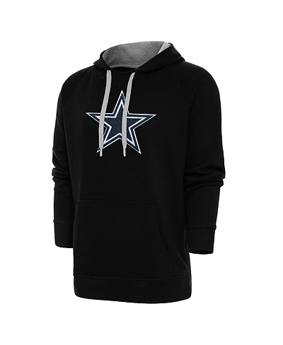 Antigua Men's Black Dallas Cowboys Victory Chenille Pullover Hoodie
