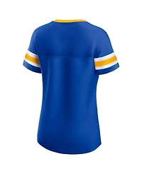 Fanatics Women's Royal Los Angeles Rams True Catch Iconic Rhinestone Bling Athena Lace-Up T-Shirt