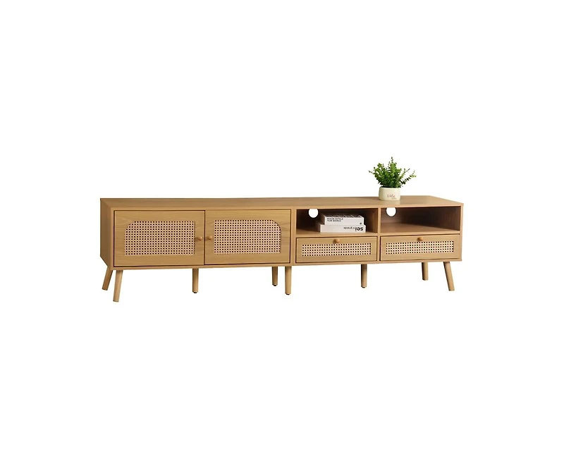 Casainc Modern Storage Cabinet Farmhouse Tv Stand with Solid Wood Legs
