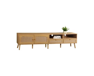 Casainc Modern Storage Cabinet Farmhouse Tv Stand with Solid Wood Legs