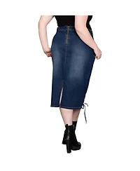 Plus Women's High Waist Denim Pencil Skirt
