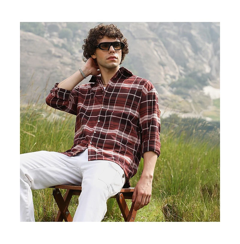 Campus Sutra Men's Tartan Plaid Shacket