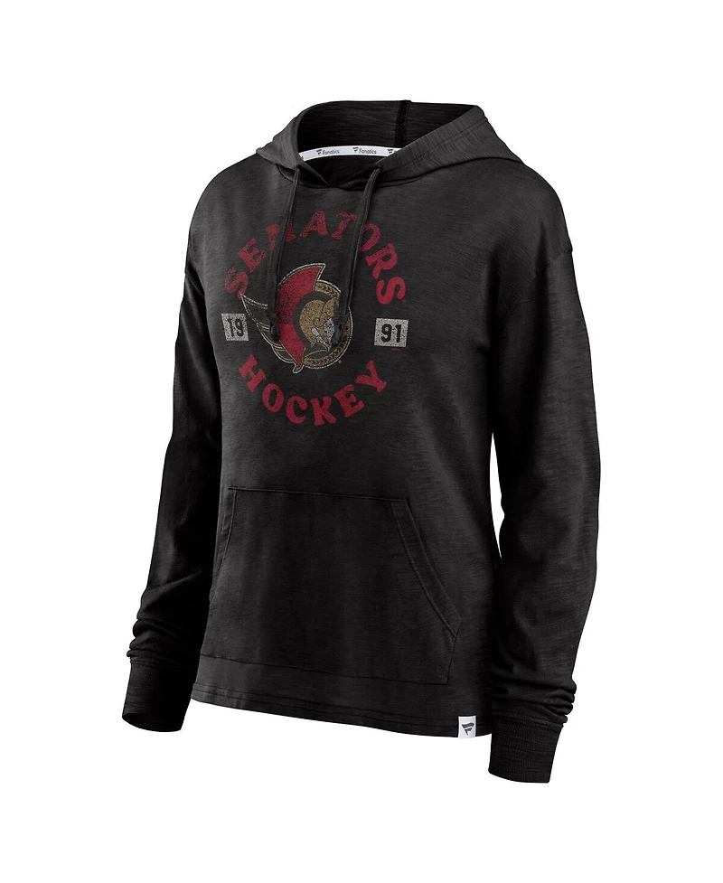 Fanatics Women's Heather Black Ottawa Senators True Classic Pullover Hoodie