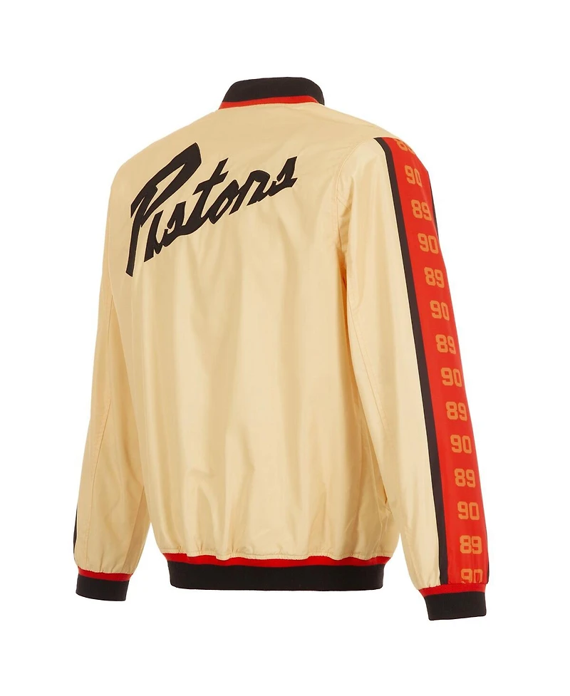 Jh Design Men's Tan Detroit Pistons 2024/25 City Edition Full-Zip Nylon Bomber Jacket