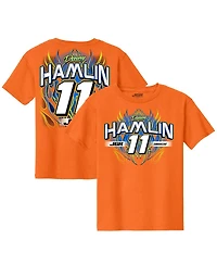 Joe Gibbs Racing Team Collection Big Boys and Girls Orange Denny Hamlin Name Number T-Shirt