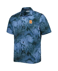 Tommy Bahama Men's Navy Syracuse Orange Coast Luminescent Fronds IslandZone Button-Up Camp Shirt