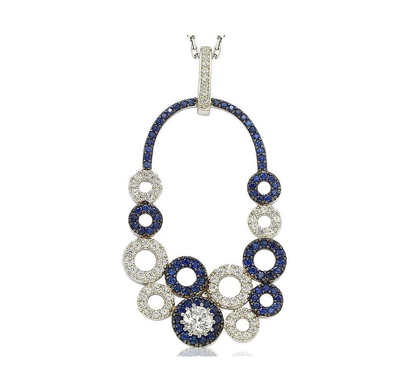 Suzy Levian New York Suzy Levian Sterling Silver Sapphire Multi-Circle Center Stone Pendant