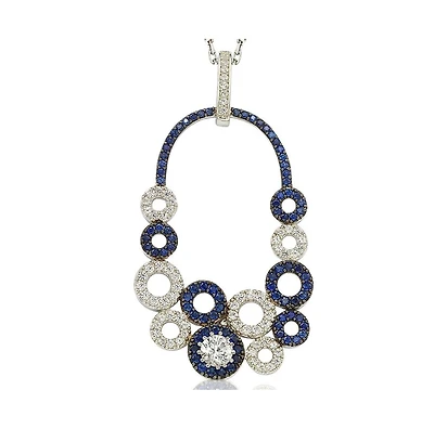 Suzy Levian New York Suzy Levian Sterling Silver Sapphire Multi-Circle Center Stone Pendant