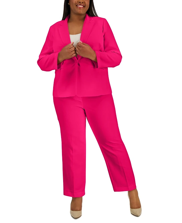 Le Suit Plus Women's Notched-Lapel Blazer Pants Set Westland Mall
