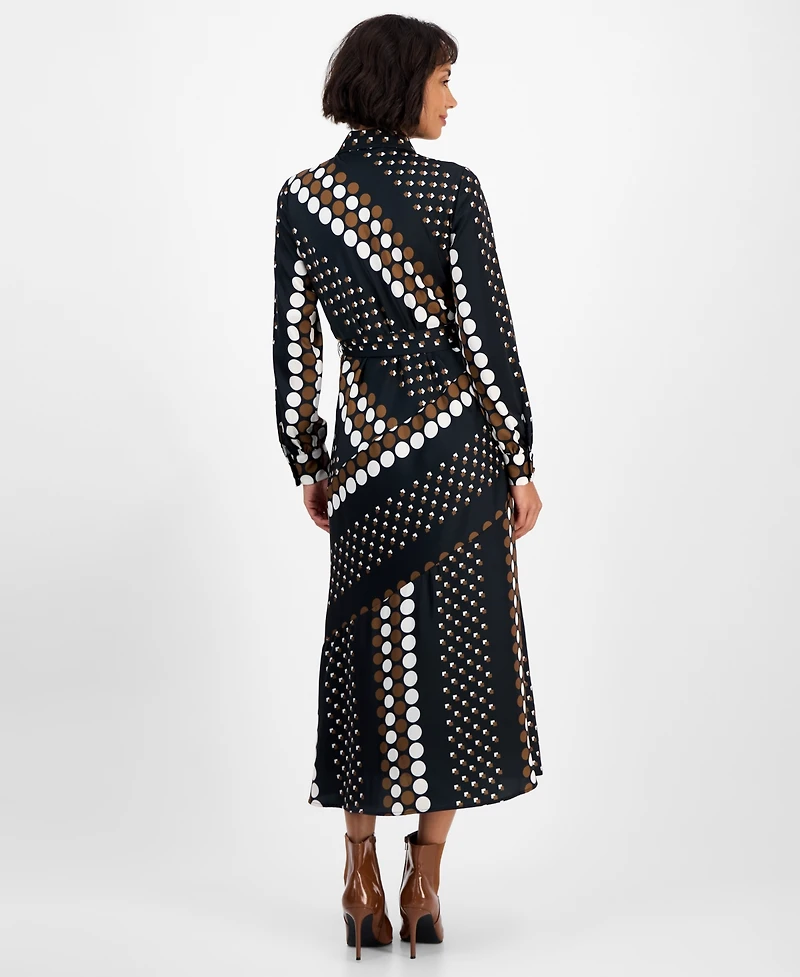 T Tahari Women's Collared Tie-Waist Shirtdress