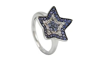 Suzy Levian New York Sterling Silver & Created White Sapphire Star Ring