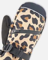 Deux par Girl Winter Mittens Teknik Beige Leopard