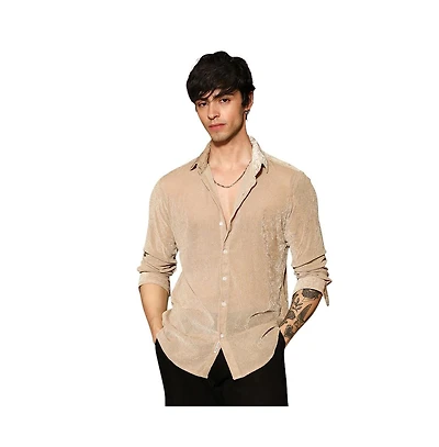 Campus Sutra Men's Solid Velvet Shirt