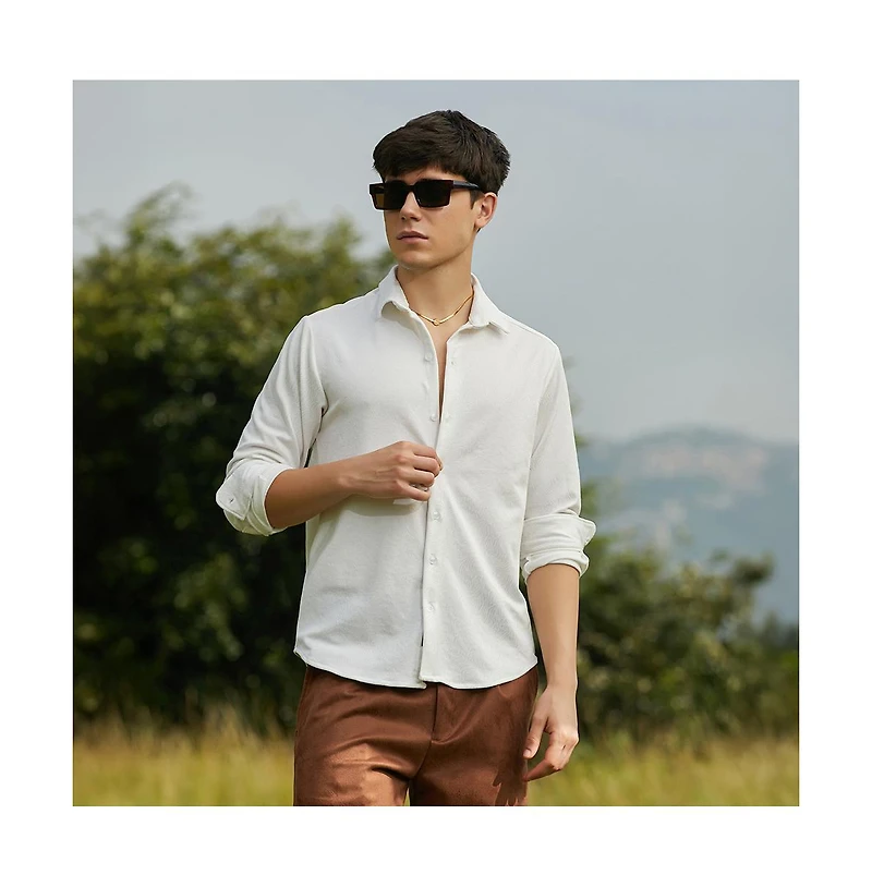 Campus Sutra Men's Crimp-Tactile Shirt