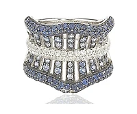 Suzy Levian New York Sterling Silver Sapphire Crossing Ring
