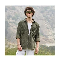 Campus Sutra Men's Faded Corduroy Oversized Shirt