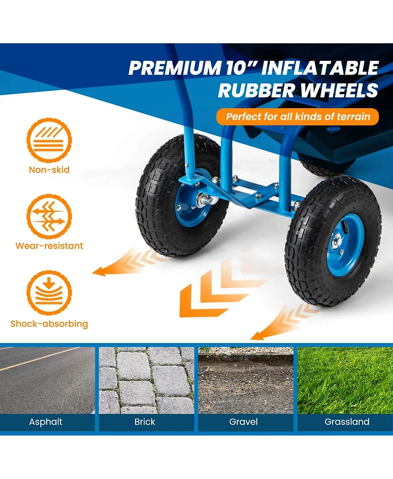 Costway Rolling Garden Cart Outdoor Gardening Workseat withAdjustable Height &Tool Storage