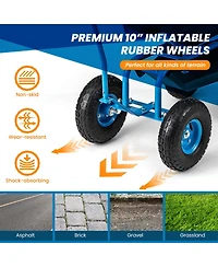 Costway Rolling Garden Cart Outdoor Gardening Workseat withAdjustable Height &Tool Storage