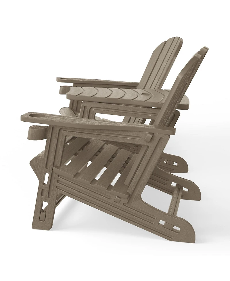 Outdoor Hdpe Adirondack Chairs With Connecting Table Tray (Set of 2)