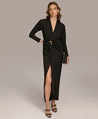 Donna Karan New York Women's Belted Front Slit Dress