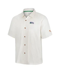 Tommy Bahama Men's White Seattle Seahawks Coconut Matchup Camp Throwback Button-Up Shirt