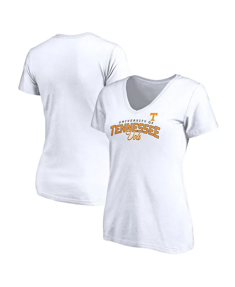 Fanatics Women's White Tennessee Volunteers Running Start V-Neck T-Shirt