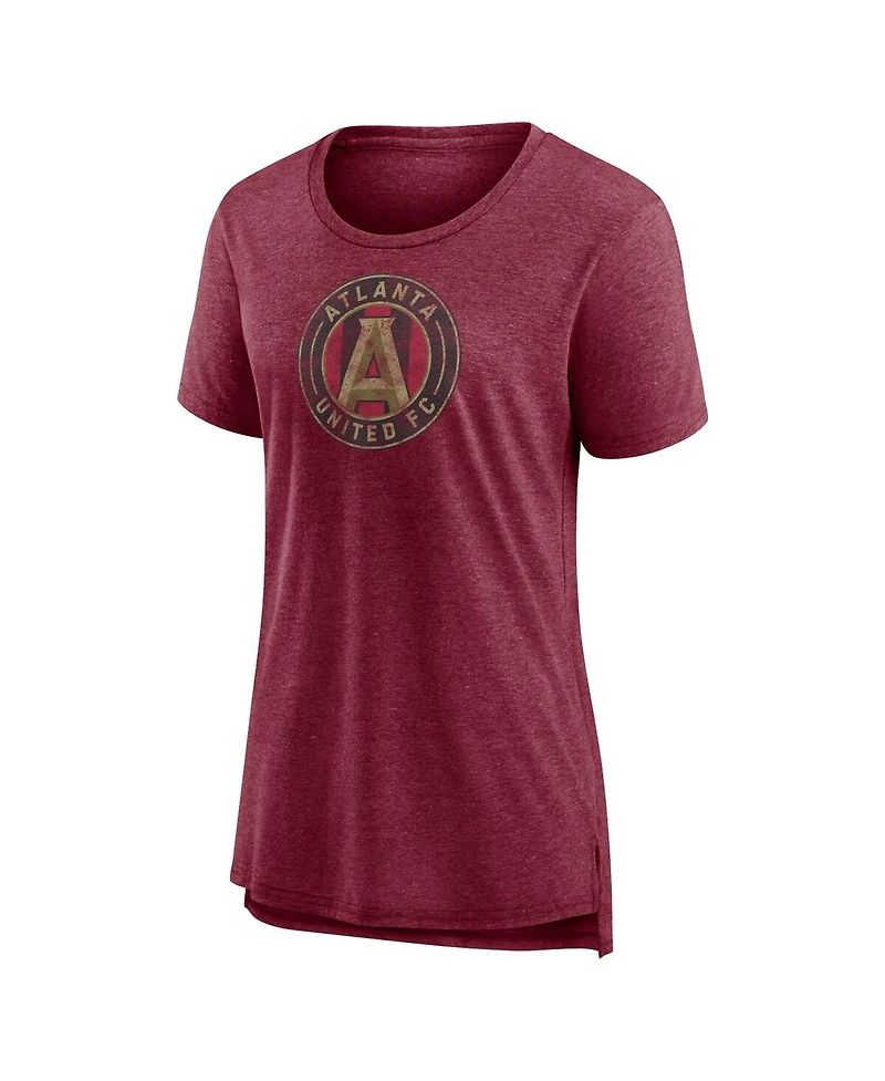 Fanatics Mto Label Women's Heather Red Atlanta United Fc Distressed Vintage Primary Tri-Blend T-Shirt