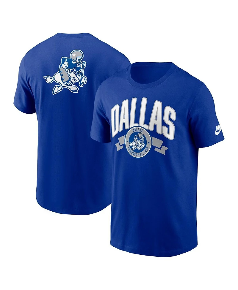 Nike Men's Royal Dallas Cowboys Rewind Front and Back Hit Essential T-Shirt
