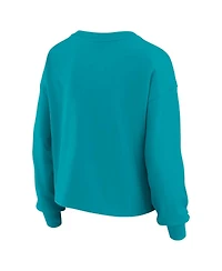 Wear by Erin Andrews Women's 2-Piece Aqua Miami Dolphins Heavy Rugby Jersey Long Sleeve T-Shirt and Shorts Lounge Set