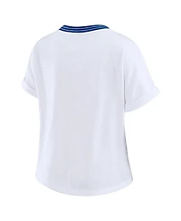 Wear by Erin Andrews Women's White Buffalo Bills Cropped Center Stripe Dolman T-Shirt