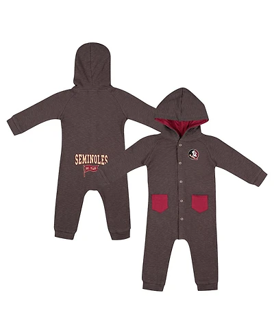 Colosseum Baby Boys and Girls Charcoal Florida State Seminoles Zando-Zan Waffle Full-Snap Hooded Romper