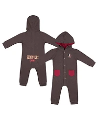 Colosseum Baby Boys and Girls Charcoal Florida State Seminoles Zando-Zan Waffle Full-Snap Hooded Romper